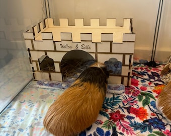 Kasteelhuis voor cavia's en hamsters: formaldehydevrij, niet giftig, houten, slot Together & modulair