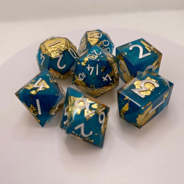 Gilded Peacock - 7pc Polyhedral Dice Set