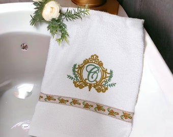 Personalized Embroidered Hand Towel: Monogrammed Cotton Bathroom Decor