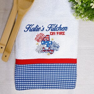July 4th kitchen Towel, Custom Kitchen Towel, Personalized Kitchen Towel, Decorated Kitchen Towel