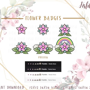 Cute flower badges for Subs / channel points / emotes