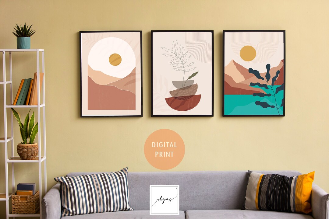Minimal Set of 3 Art Print Boho Abstract Wall Art Prints Boho - Etsy