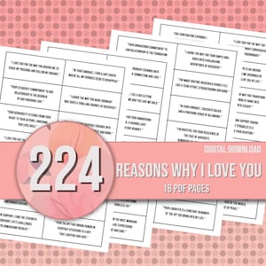 224 Gründe, warum ich dich liebe, sag ihm oder ihr deine Liebesgründe, druckbare Liebesnotizen, Liebesglas, Glas der Liebe, druckbares DIY-Glas