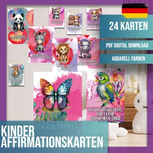 Affirmationskarten für Kinder Mutmachkarten Affirmationen, Positive Glaubenssätze, Geburtstag Geschenk, deutsch, PDF digitaler Download