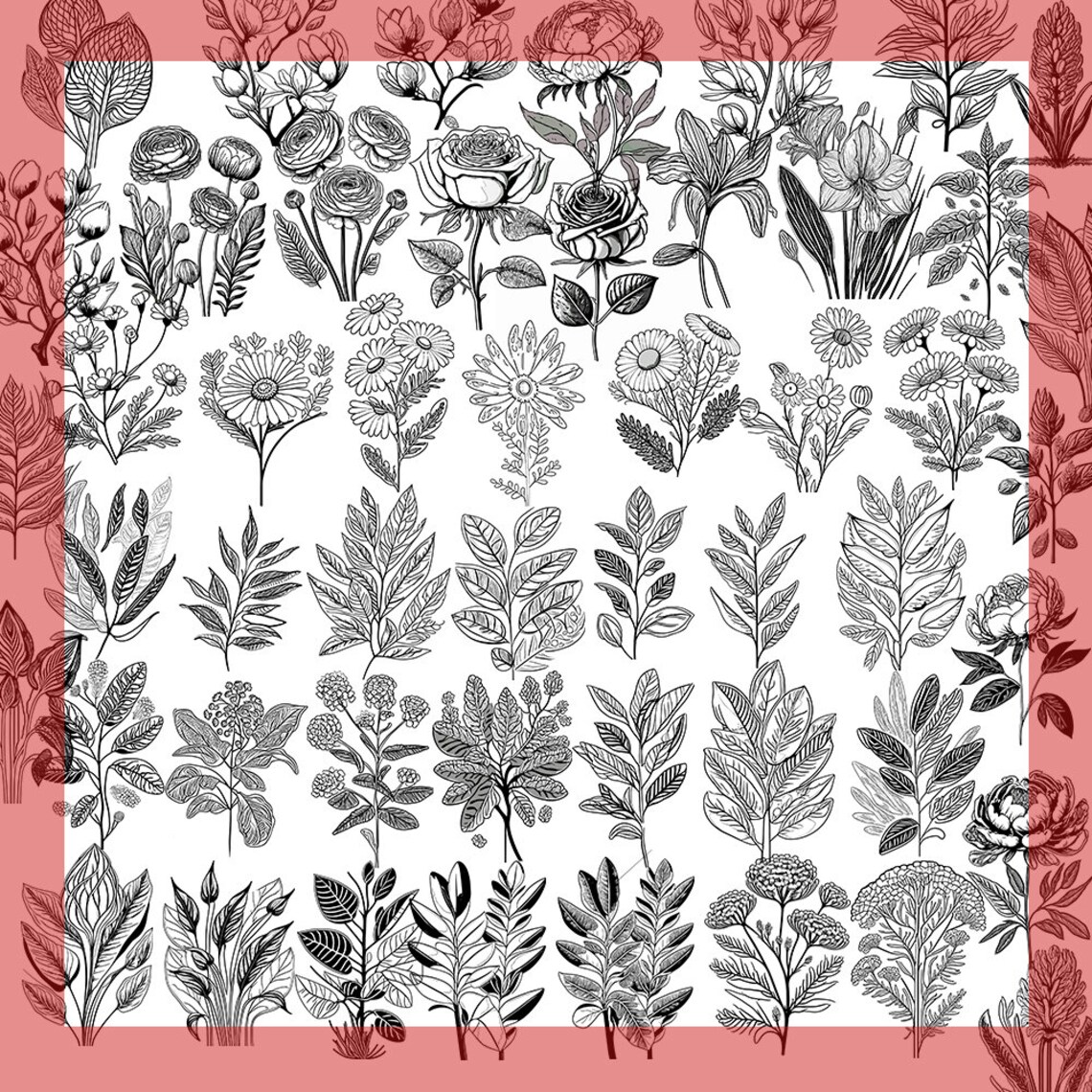 200 Leaves and Branches Svg Procreate Botanical Stamps | Floral Designs ...
