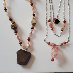 Fall colors necklaces with rust orange necklaces with carnelian stones, agates and jasper stones