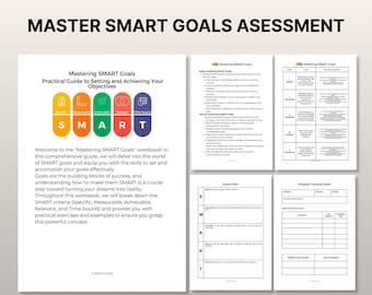 Modelo de ferramenta de definição de metas inteligentes, planejador de metas, metas inteligentes, diário de metas de desenvolvimento pessoal, planilha em PDF para impressão