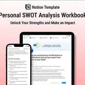 SWOT Analysis Coaching Notebook with a guide of  Self Improvement Planner | Self-Care Worksheet || Life Planning Goal Setting