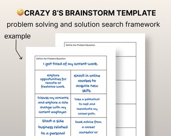 Crazy Eights Workbook for Making Decisions and Effective Change Management Worksheet Ready to Print PDF | Comes in 5 sizes