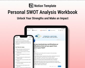 SWOT Analysis Coaching Notebook with a guide of  Self Improvement Planner | Self-Care Worksheet || Life Planning Goal Setting