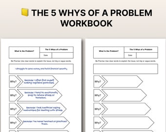 The 5 Whys Of A Problem  Workbook for Making Decisions and Effective Change Management Worksheet Ready to Print PDF | Comes in 5 sizes
