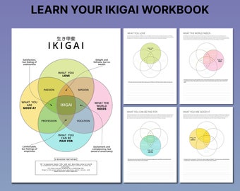 Kaizen Goal Planner Ikigai Coaching Notebook | Self-Care Worksheet PDF