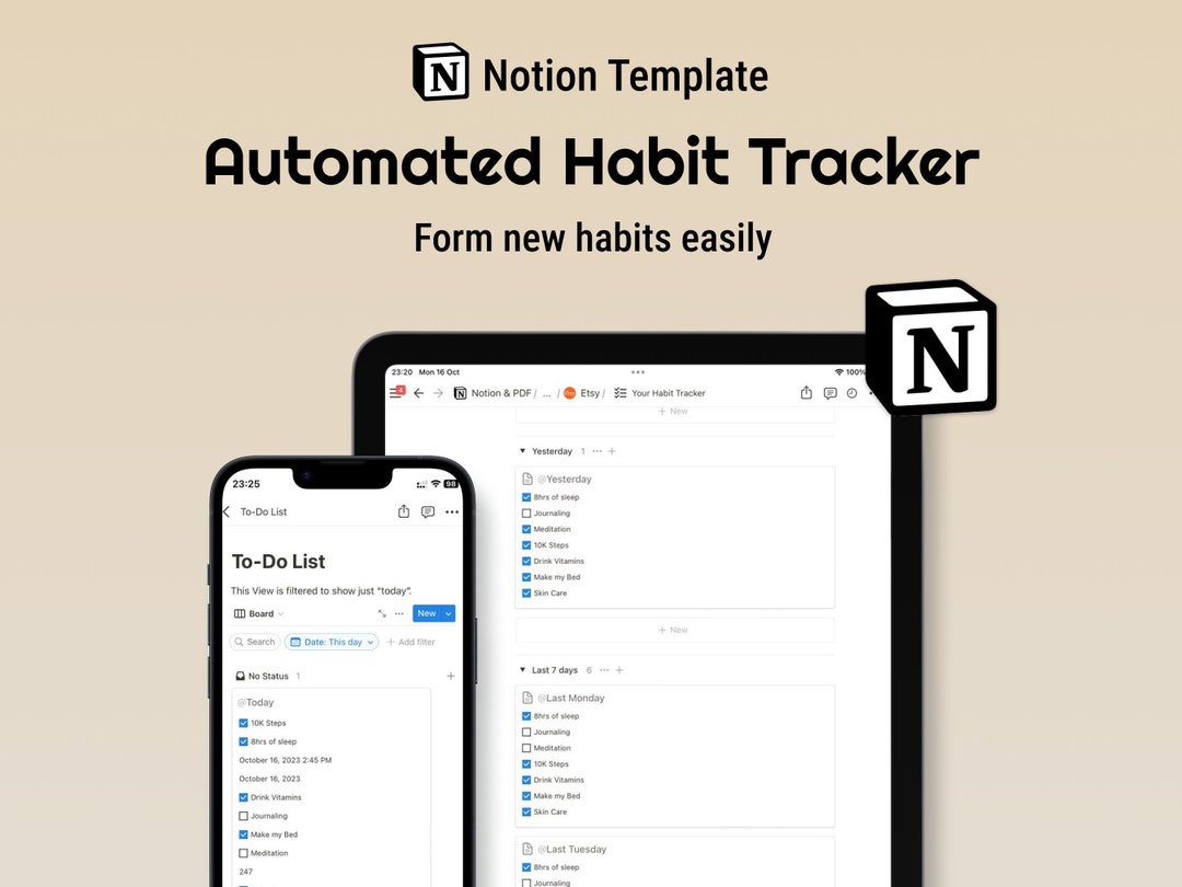 Notion Habit Tracker | Wellness & Health Notion Template With Self Care ...