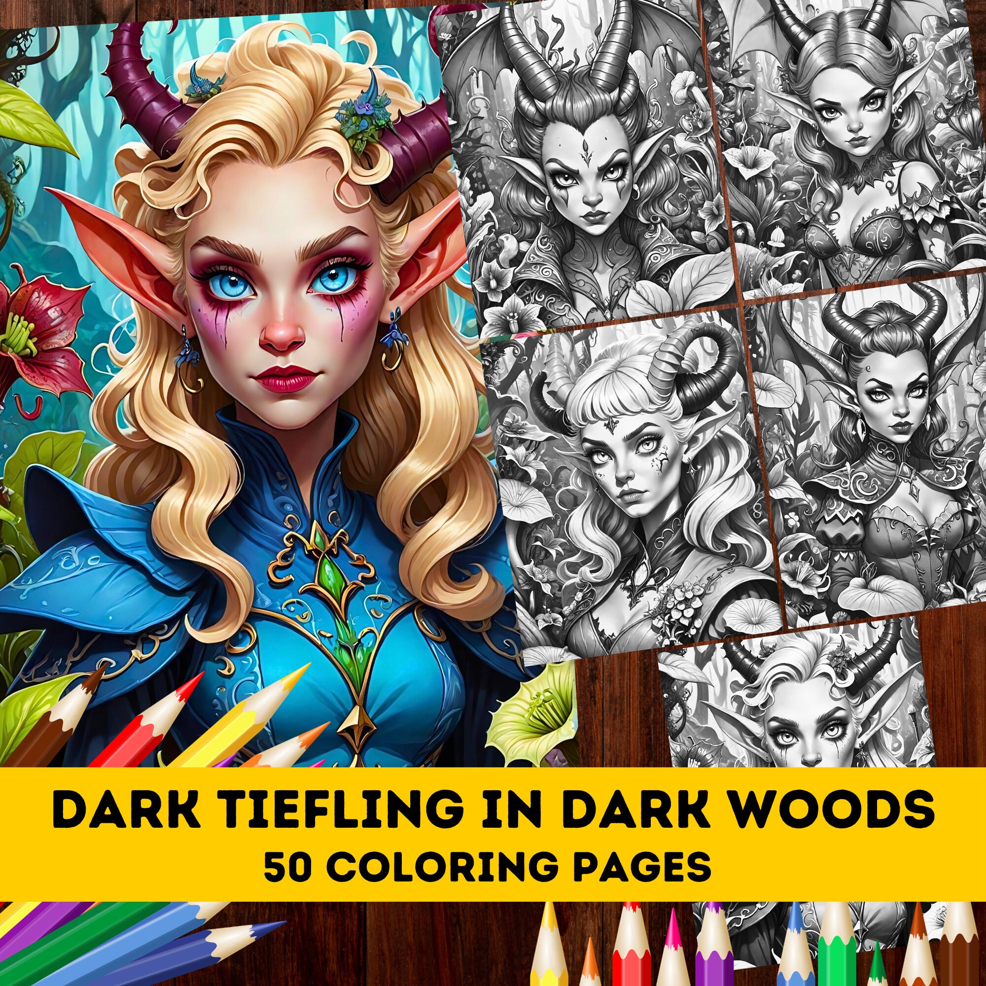 50 Dark Tiefling in the Woods Coloring Pages Dungeons & Dragons ...