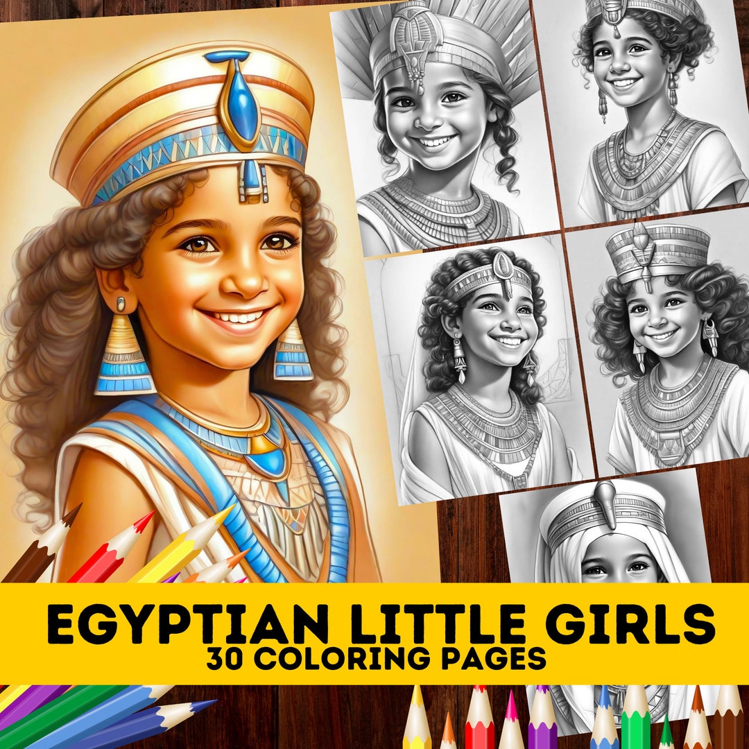 30 Beautiful Egyptian Little Girls Coloring Book Pages Egypt Etsy