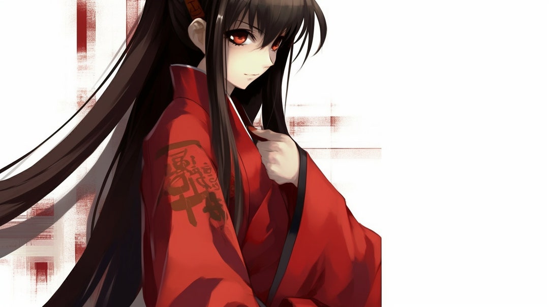 Red and White Anime Digital Print Desktop Background Etsy