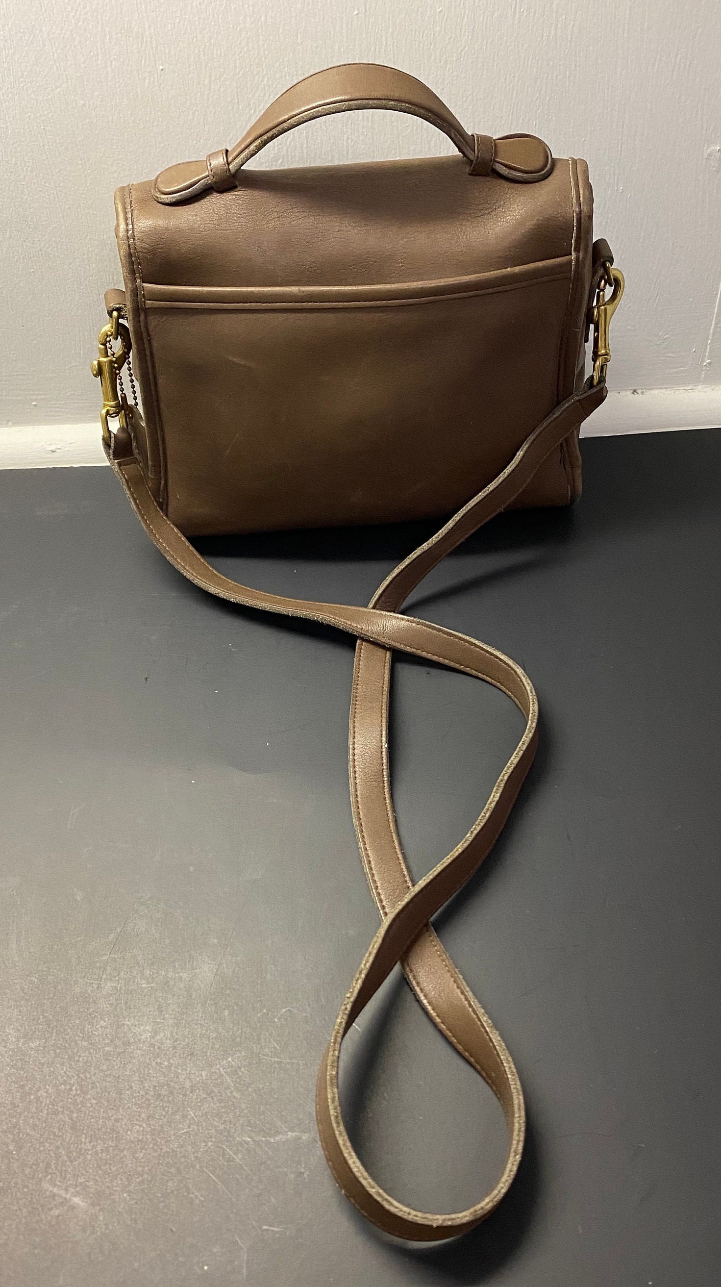 Vintage Coach Brown Tan Leather Court Bag Crossbody Style 9870 ...