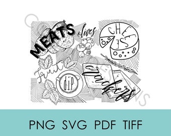 Charcuterie board by picture svg digital download