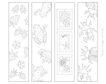 Set of 4 color your own printable bookmarks, high quality digital bookmarks, instant download coloring bookmarks