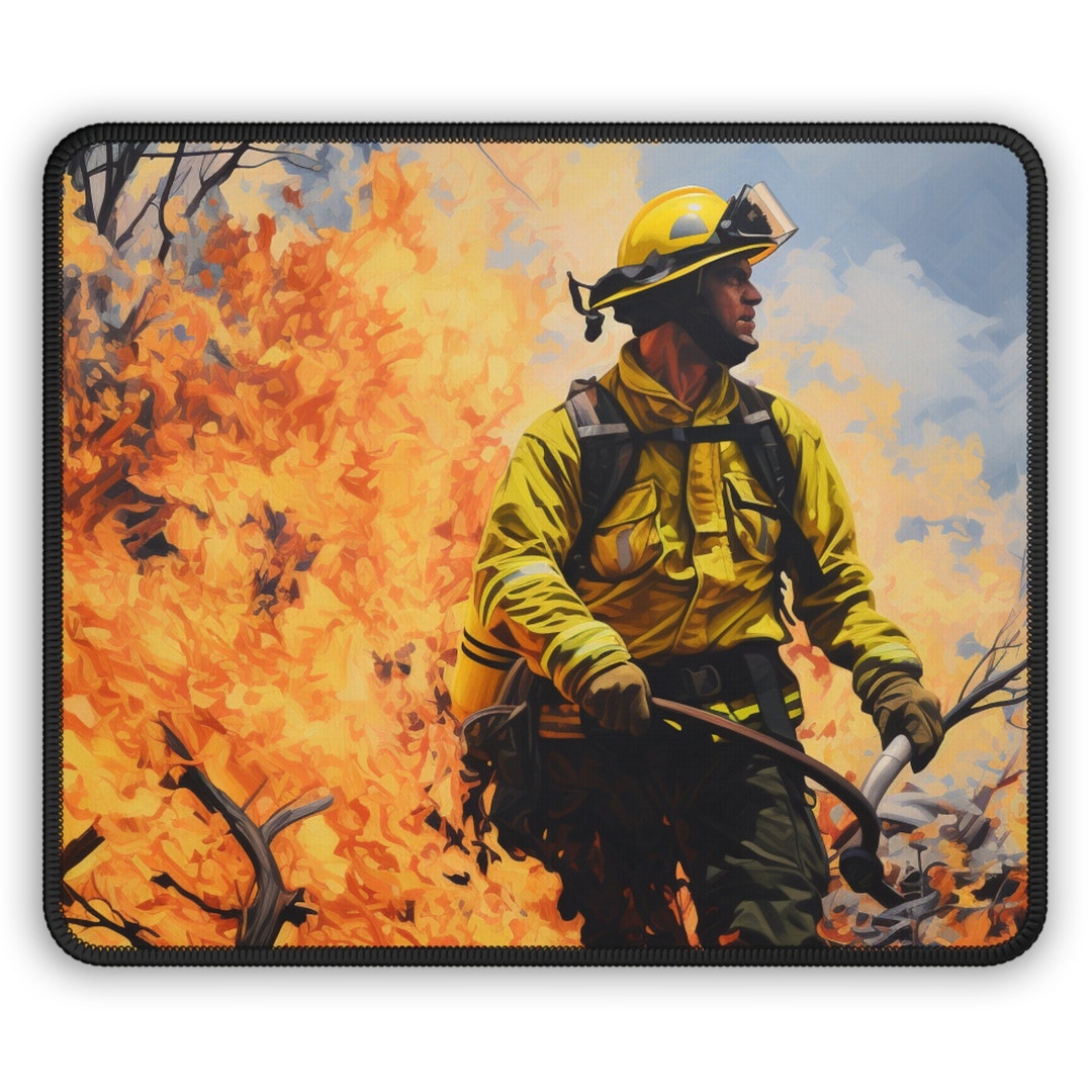 Firefighter Gaming Mouse Pad, Fire Fighter Mouse Pad, Wildland Fire