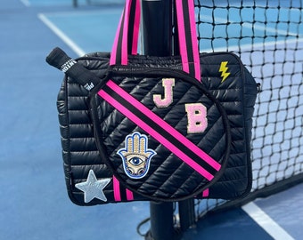 Custom Pickleball Bag, Pickleball Bag with Two Custom Letter Patches, Pickleball Tote, Personalized Pickleball Bag for Women, Gift for Woman