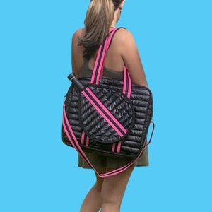 Pickleball Bag, Pickleball Tote, Pickleball Sports Bag for Women, Pickleball Gift for Woman, Paddle Bag Gift, Quilted Puffer Pickleball Bag