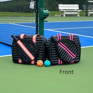 Pickleball Bag with Personalized Monogram Patch to Gift Women, Puffer Pickleball Bag with Letter Patch, Custom Letter Pickleball Bag