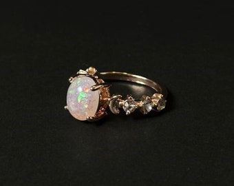 Maanring | Opaalring | Ovale stenen ring | Maansteenring | Opaal maanring | Minimalistische ring voor vrouwen | Alledaagse sieraden