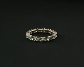 Blauer Opalsteinring | Kleiner ovaler Steinring | Opalring | Eingelegter Mondsteinring | Minimalistischer Ring für Frauen | Alltagsschmuck