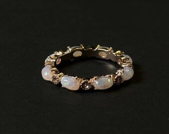 Opal Stein Ring | Kleiner Ovaler Steinring | Opal Ring | Eingelegter Mondstein Ring | Minimalist Ring für Frauen | Alltags Schmuck
