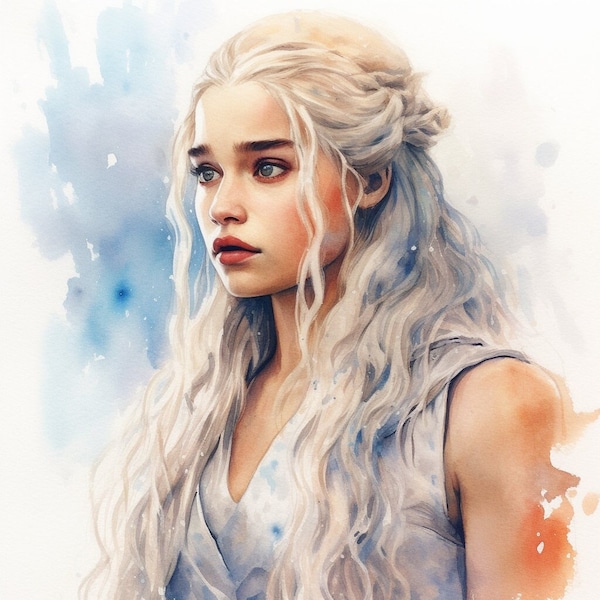 Watercolour Danaerys Targaryen Wall Art || Digital Print, Painting, Game of Thrones Art