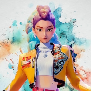 Art mural rumi aquarelle || Impression numérique, peinture, film K-Pop Demon Hunters, art anime