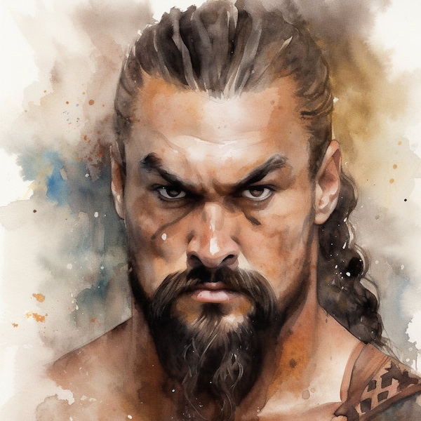 Watercolour Khal Drogo Wall Art || Digital Print, Painting, Game of Thrones Art