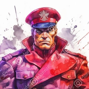Watercolour M. Bison Wall Art || Digital Print, Painting, Street Fighter, Video Game Art