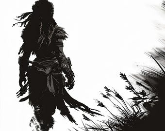 Minimalist Silhouetted Aloy Wall Art || Digital Print, Painting, Horizon Zero Dawn Video Game Art