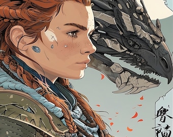 Traditional Japanese Aloy Wall Art || Digital Print, Painting, Horizon Zero Dawn Video Game Art