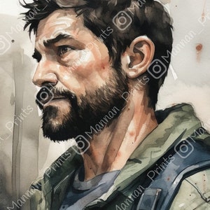 Aquarell The Last of Us Wandkunst - Joel || Digitaldruck, Malerei, Videospiel Kunst