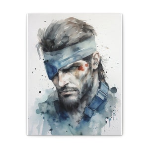 Watercolour Solid Snake Wall Art || Canvas Print, Painting, Metal Gear Solid, Video Game Art