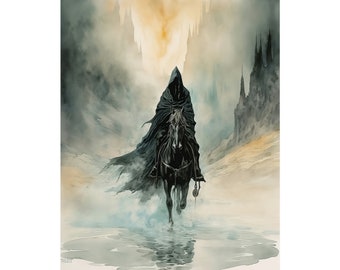 Acquerello Nazgûl Ring-Wraith Wall Art // Poster opaco, dipinto, arte del Signore degli Anelli