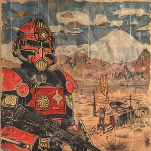 Traditional Japanese Style Fallout Wall Art || Digital Print, Painting, Video Game Art