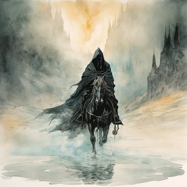 Watercolour Nazgûl Ring-Wraith Wall Art || Digital Print, Painting, Lord of the Rings Art