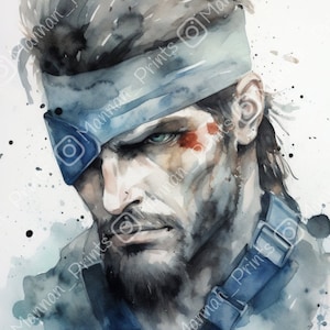 Watercolour Solid Snake Wall Art || Digital Print, Painting, Metal Gear Solid, Video Game Art