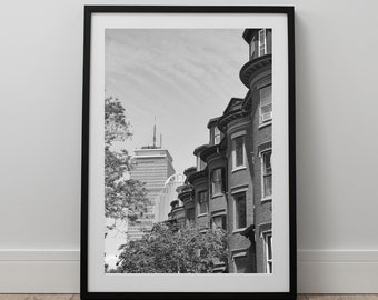 Boston Photography, Boston Skyline Print, Boston Photo Black and White, Black and White Boston Printable Wall Art, Digital Download