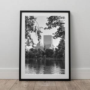 Boston Wall Art Black and White, Boston Photography Print, Boston Skyline Art, Print on Demand, Digital Art Download