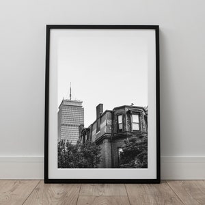 Boston Skyline Wall Art Black and White, Boston Photography, Black and White Boston Picture, Boston Print Download, Prudential Center Boston