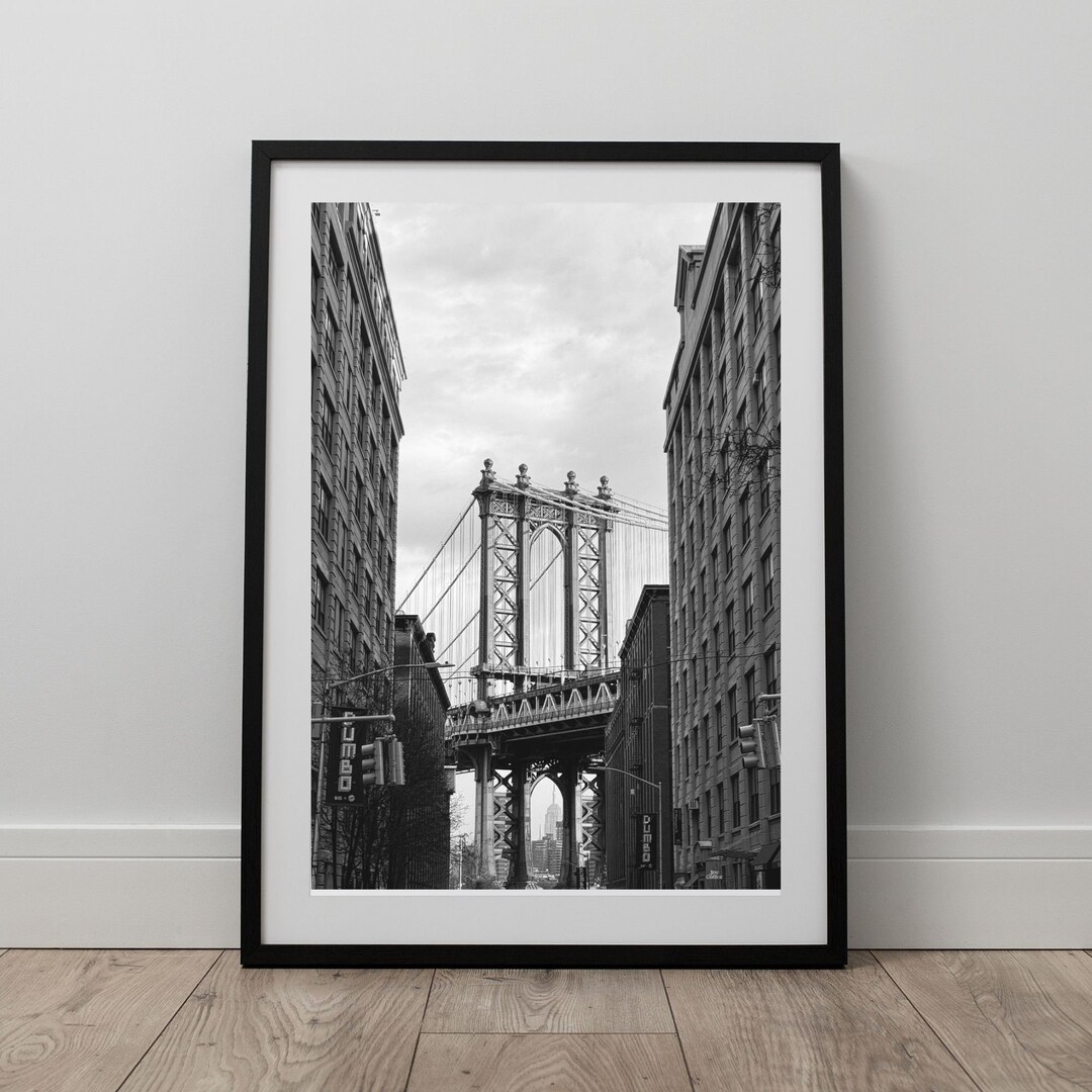 NYC Black and White Print, New York Photography, Manhattan Bridge Print ...