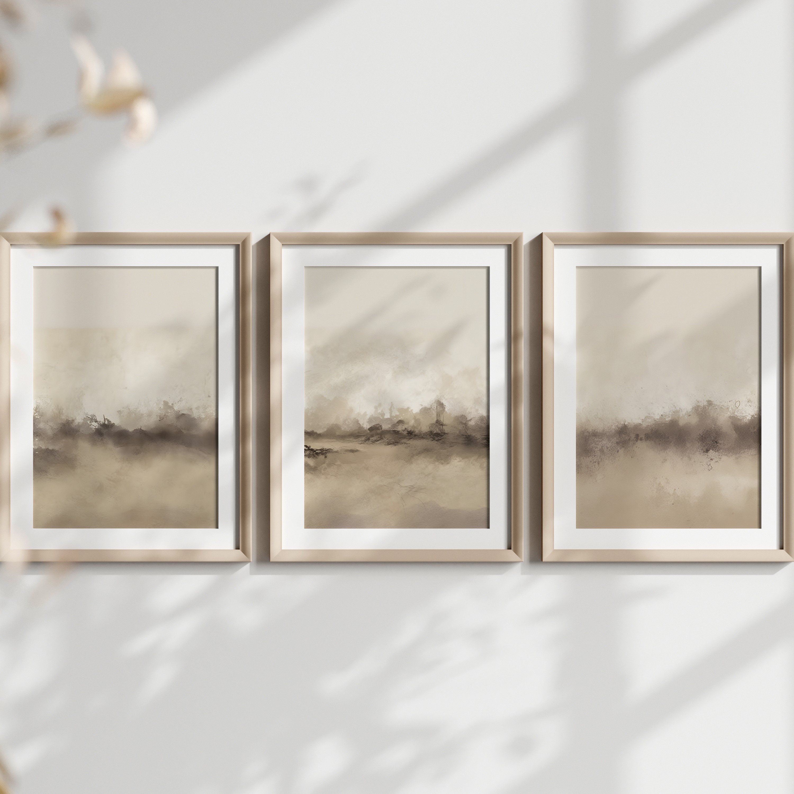 Minimalist Neutral Abstract Printable Wall Art Set of 3, Beige Abstract ...