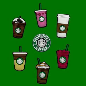 RARE! 6 Starbucks themed charms for croc. Jibz. Pink Drink Coffee