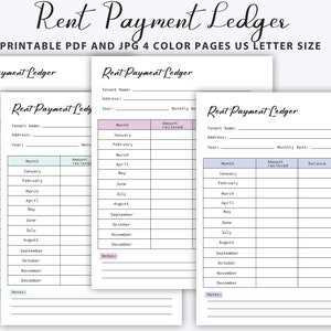 Printable Rent Payment Ledger, Printable Rent Payment Ledger Template ...
