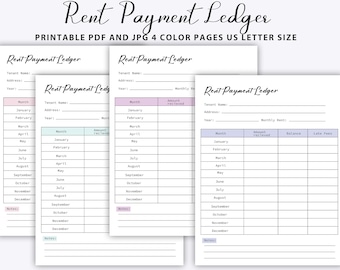 Printable Rent Payment Ledger, Printable Rent Payment Ledger template, Rental Payment Tracker. Monthly Rent Payment Tracker